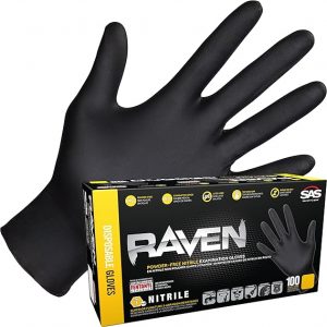 SAS Safety Raven 6651  Black Nitrile Disposable Gloves