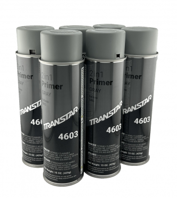 Transtar 2 in 1 Primer Gray, Aerosol, 4603 - Lot of 6 Cans