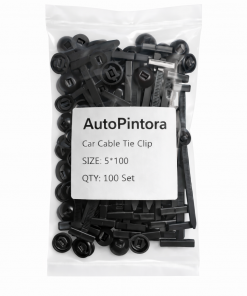 Car Cable Tie Clip, Black, 5x100mm, 100, T-Bar with Push-In Anchor, Automotive Wire Management Fasteners