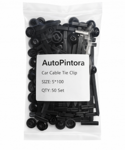 Car Cable Tie Clip, Black, 5x100mm, 100, T-Bar with Push-In Anchor, Automotive Wire Management Fasteners