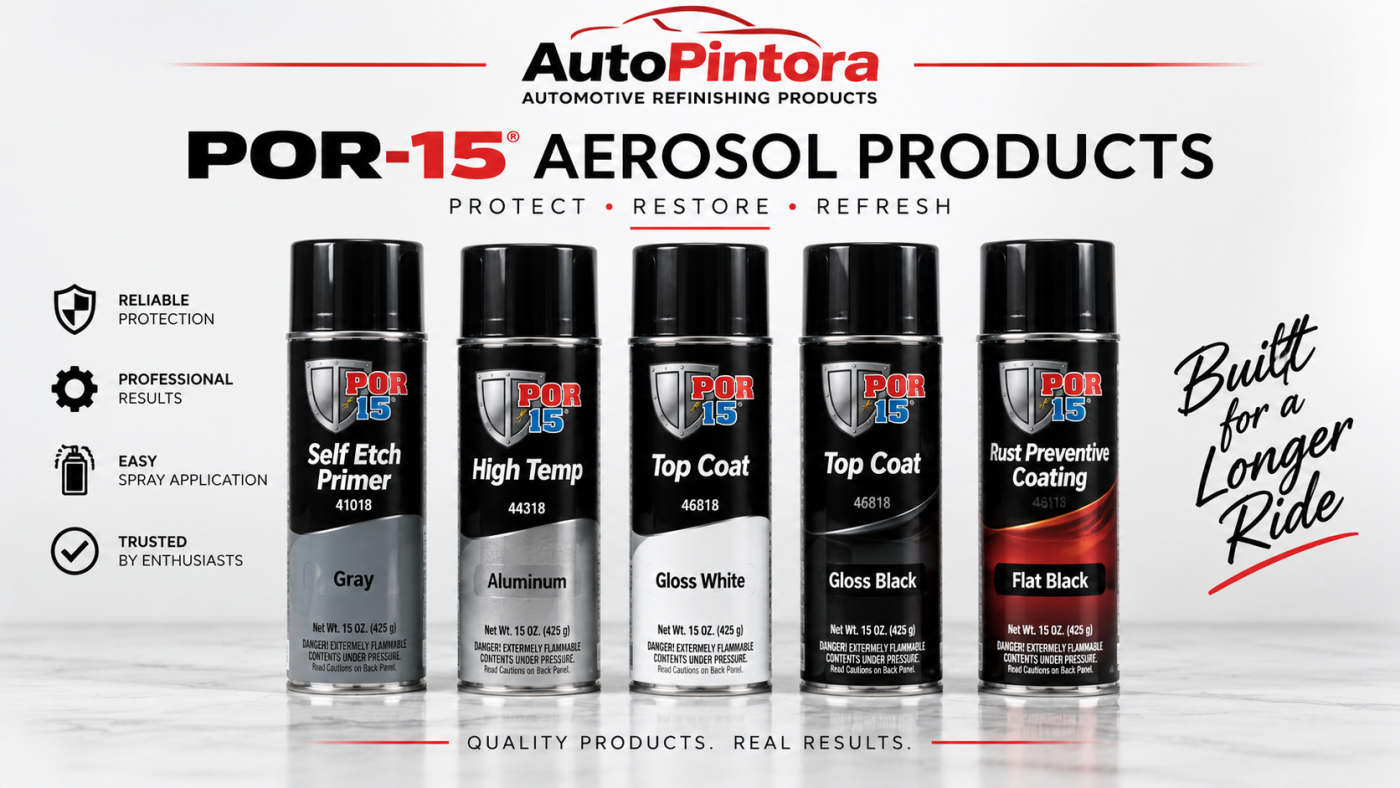 SEM, SprayMax, POR-15, and Transtar automotive spray paint products available at AutoPintora.